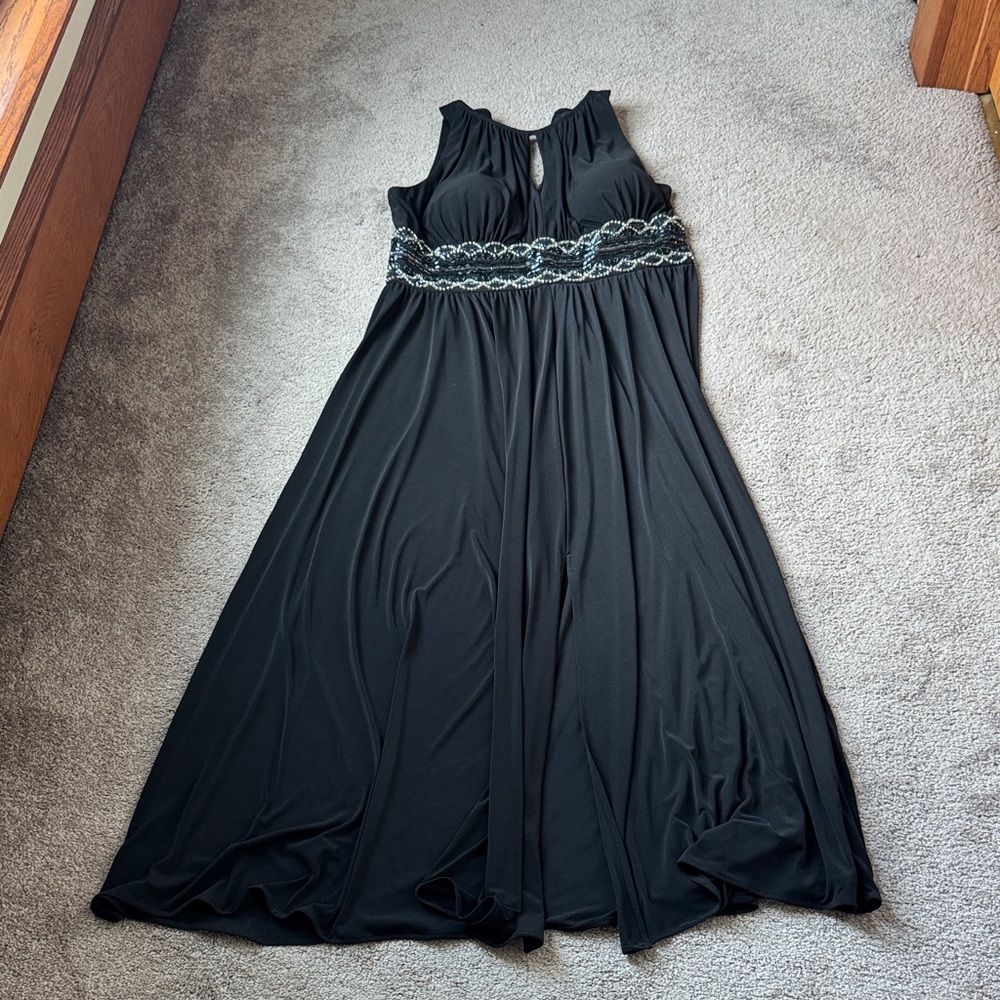 R&M Richards Black Embellished Waist Maxi Dress SIZE 18 Plus
